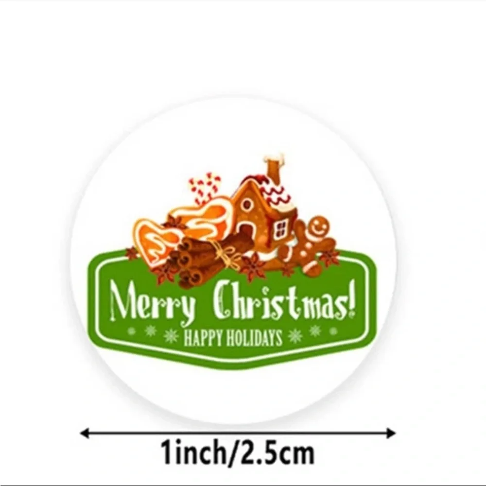 Merry Christmas Happy Holidays Stickers Roll Of 500 Teacher Party Gift NEW